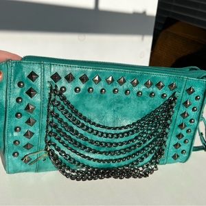 TEAL studded and chain crossbody/over the shoulder bag!